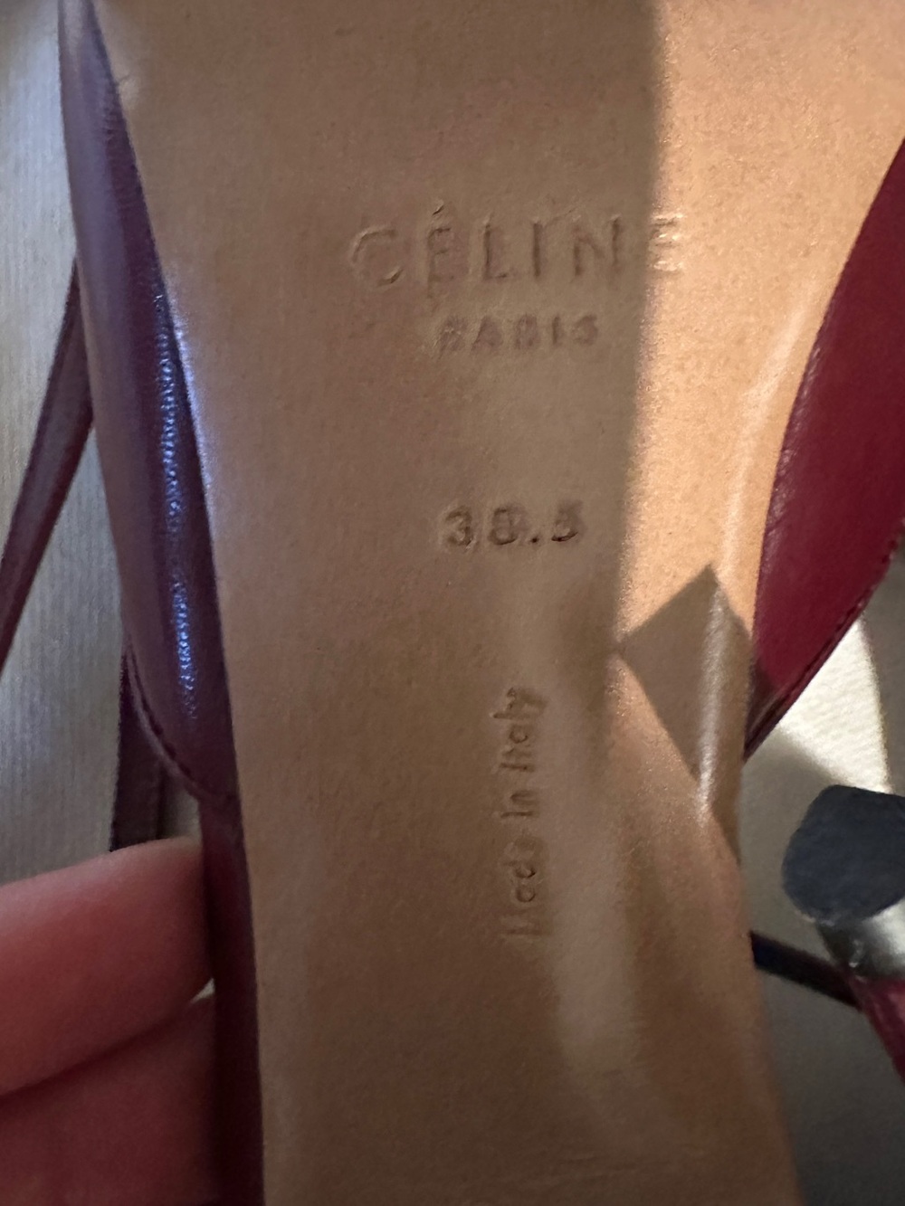 Celine Burgundy Leather T-Strap Wrap Heels - Picture 10 of 15